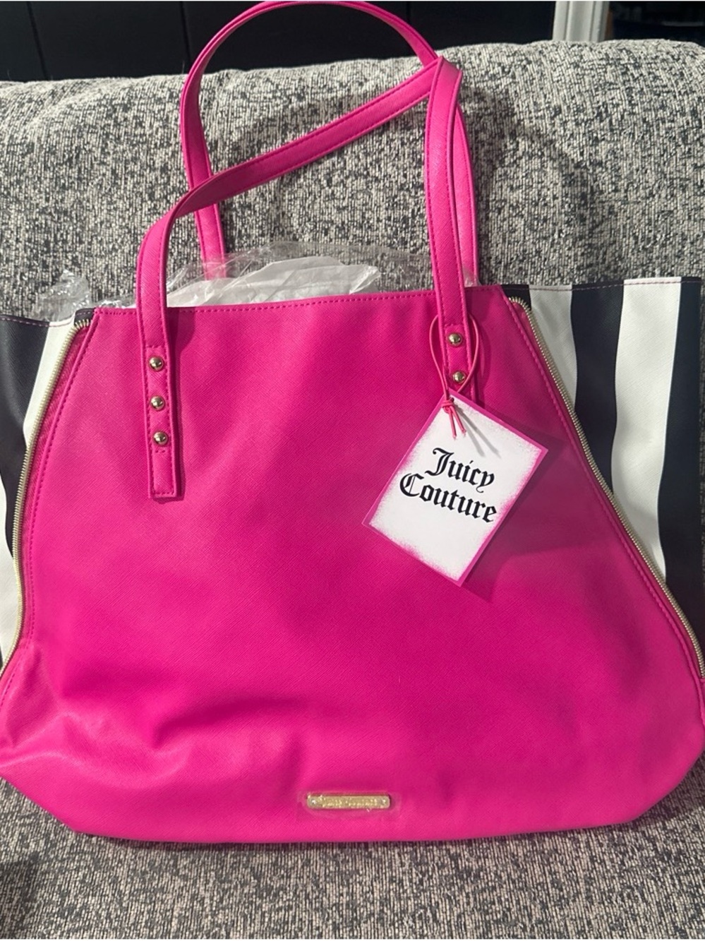 Juicy Couture Vibrant Pink Tote with Gold Hardware